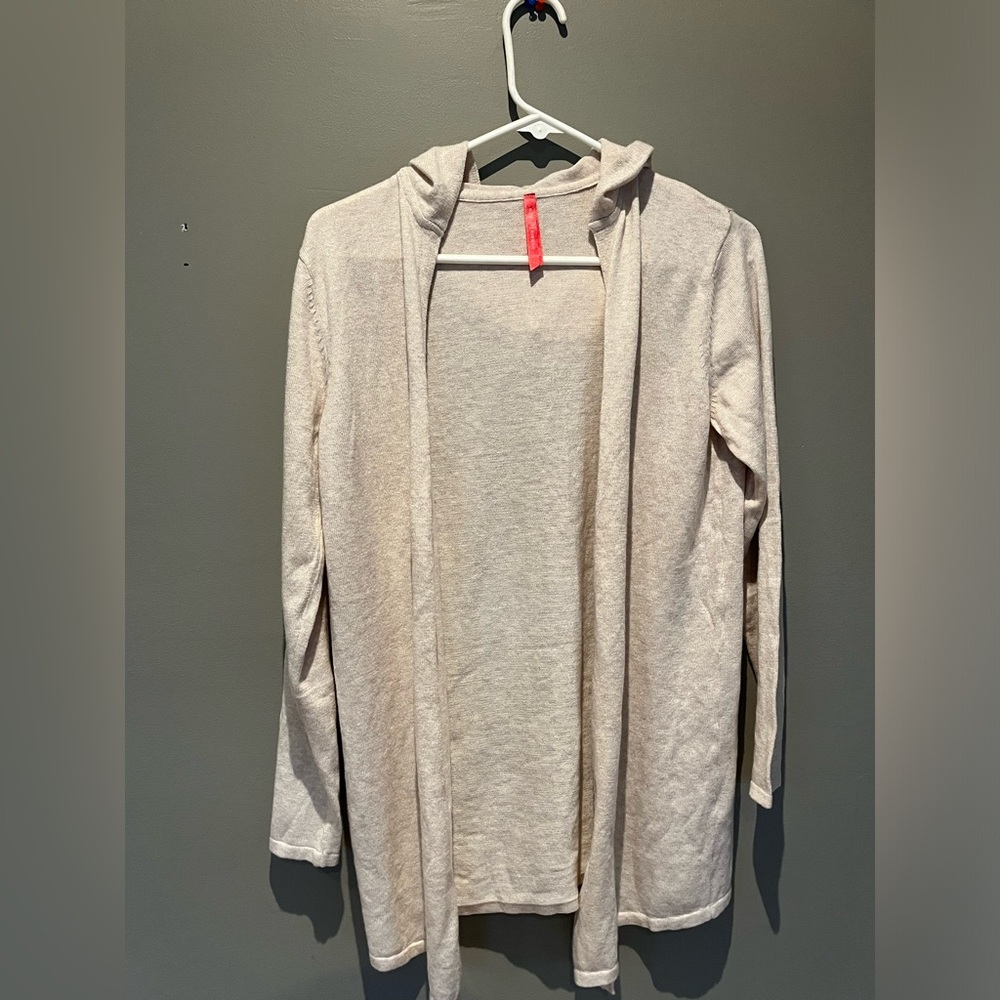 Ruby Ribbon hooded long knit cardigan